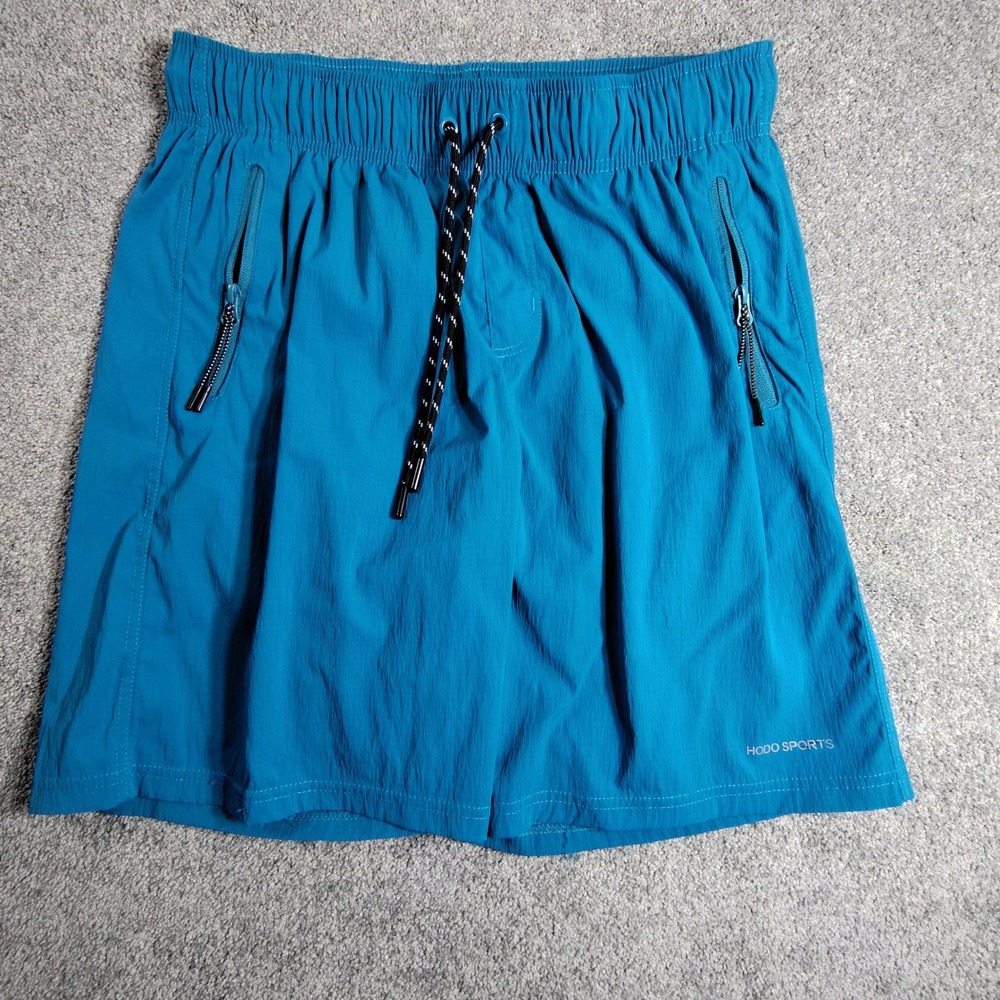 Hodo Sports Athletic Shorts Zipper Pockets Drawstring Waist Blue M